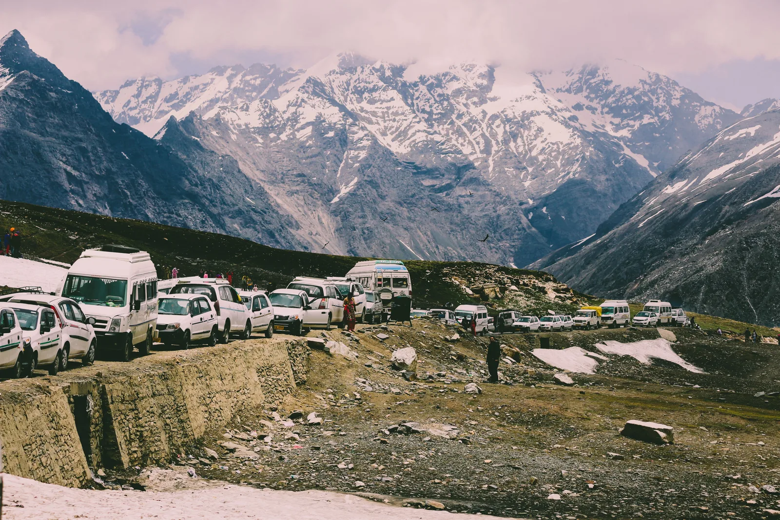 Cars on a Himalayan mountain route