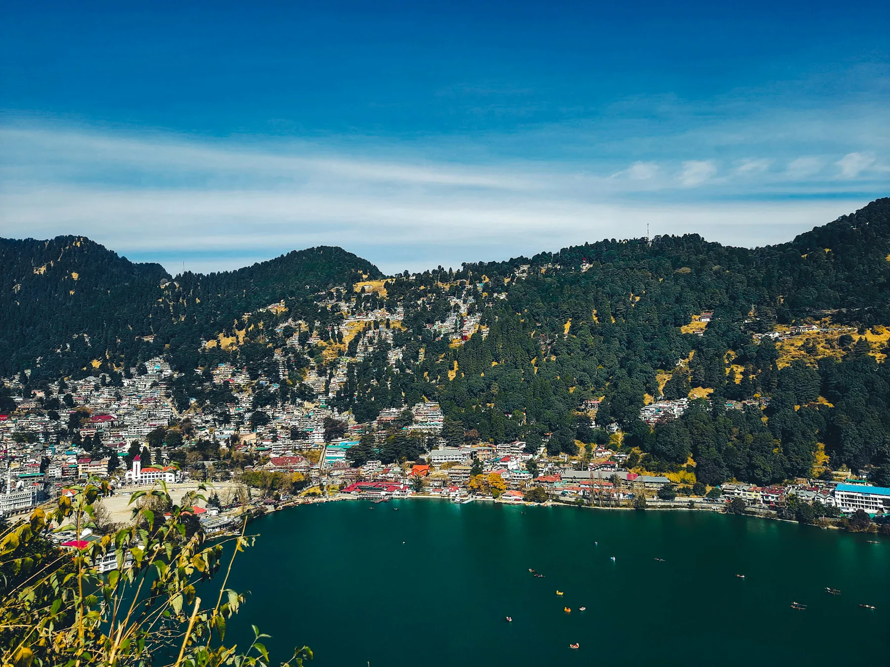 Nainital town surrounding Naini Lake